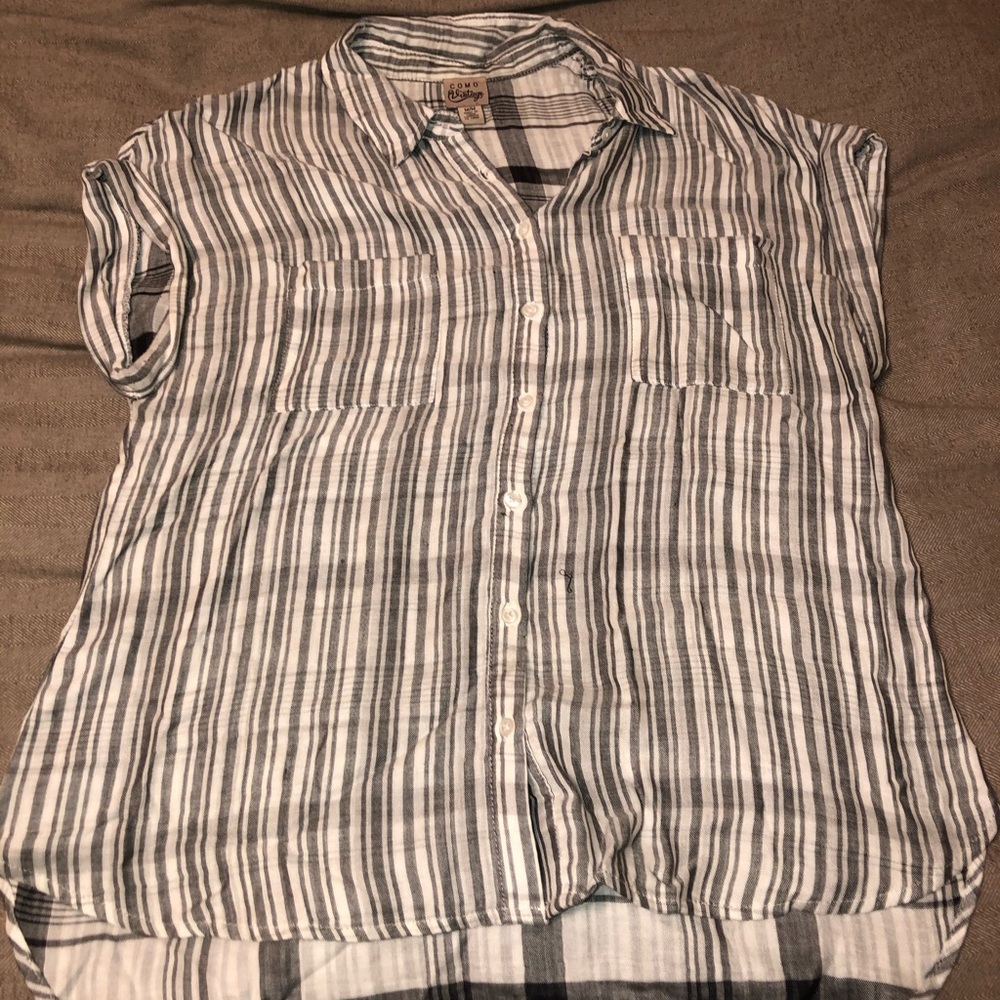Black and White Stripped Button Down Shirt